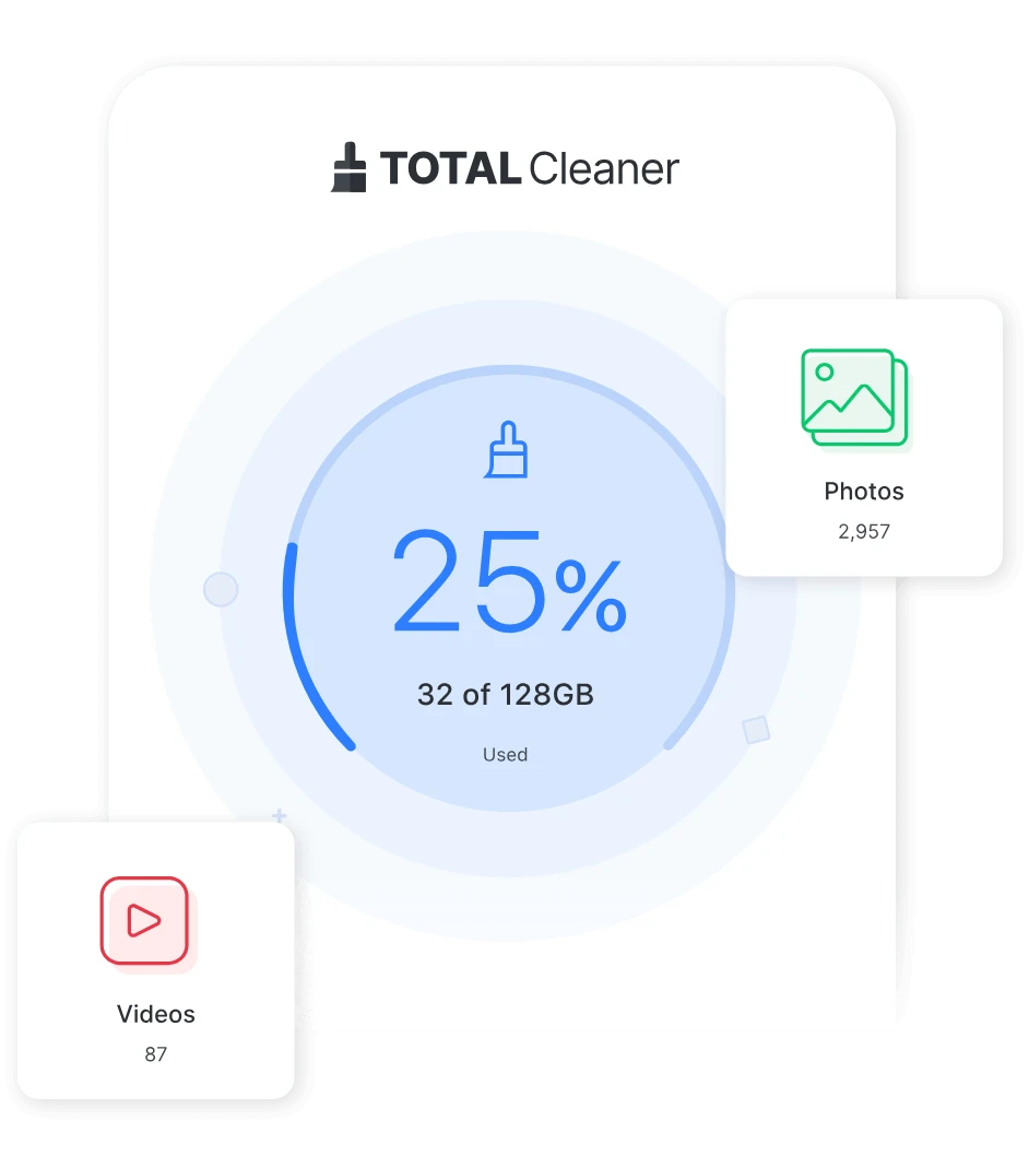 Total Cleaner mobile cleanup interface on a smartphone